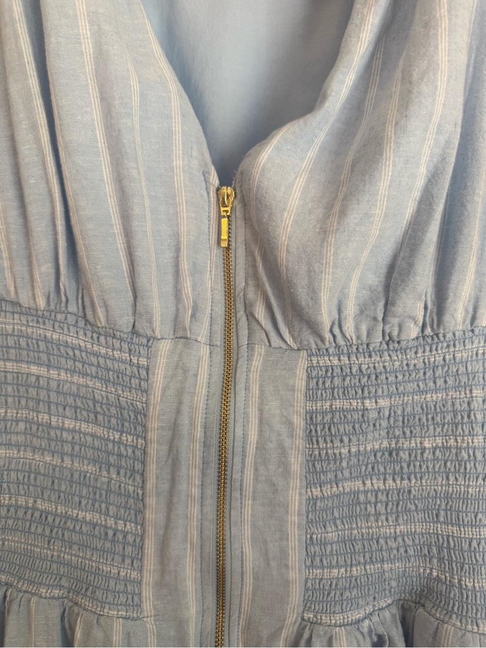 Anthropologie Women’s Tommie Cap-Sleeve Smocked Front-Zip Shirt Dress Size Large - Picture 4 of 10